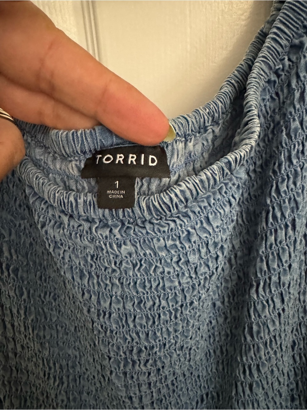 torrid Light Blue Smocked Crew Neck dress